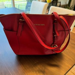 Michael Kors Charlotte Large Red Shoulder Bag